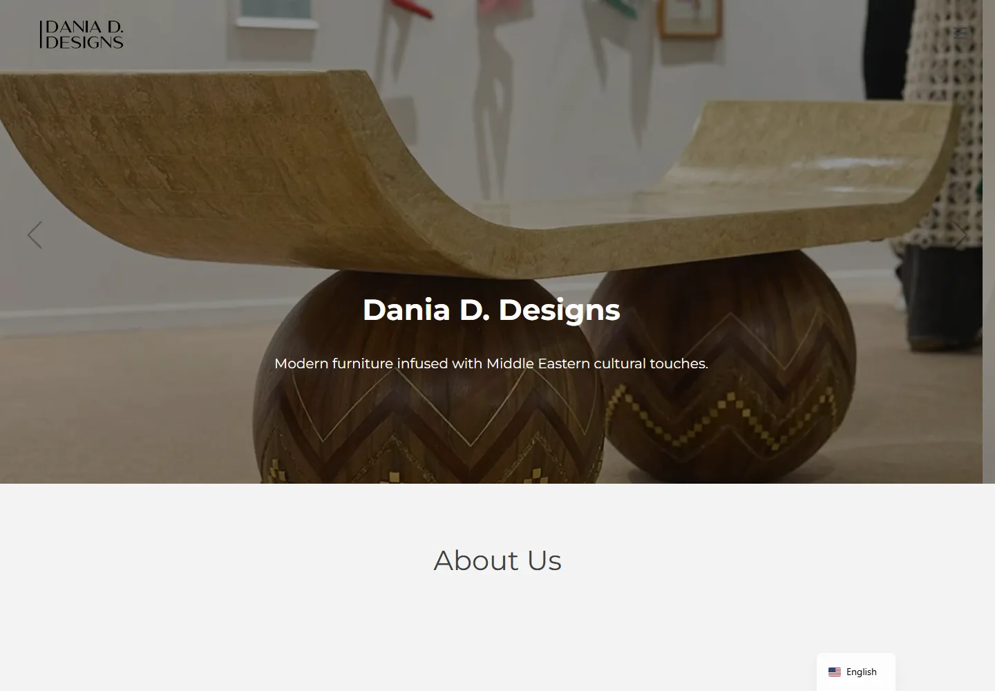 Screenshot of the Dania D. Designs website homepage