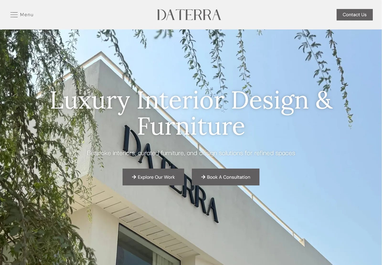 Screenshot of the Da Terra website homepage